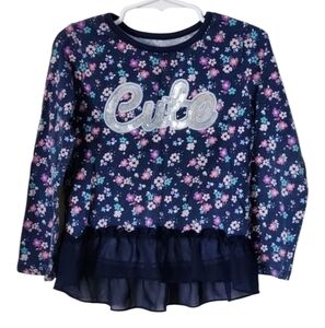 Garanimals Girls Sequin "Cute" Flower Long Sleeve Ruffle Floral Skirt T-Shirt‎